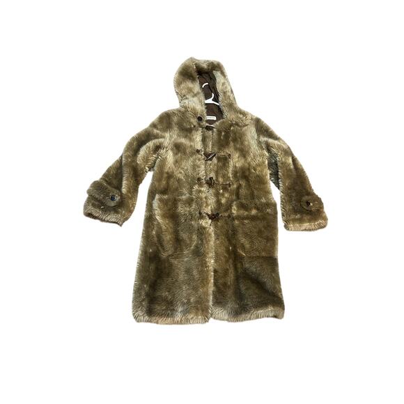 Maitresse Vintage Brown Size Medium Outer Jacket Fur 4 Button Full Length Hooded - Picture 1 of 9